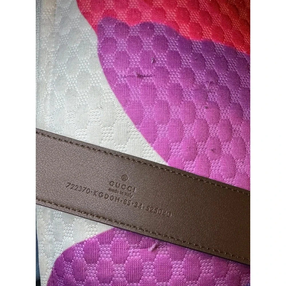 Gucci GG Supreme Belt Brown Monogram Gold Buckle 722370 85/34 Mens - Picture 5 of 5